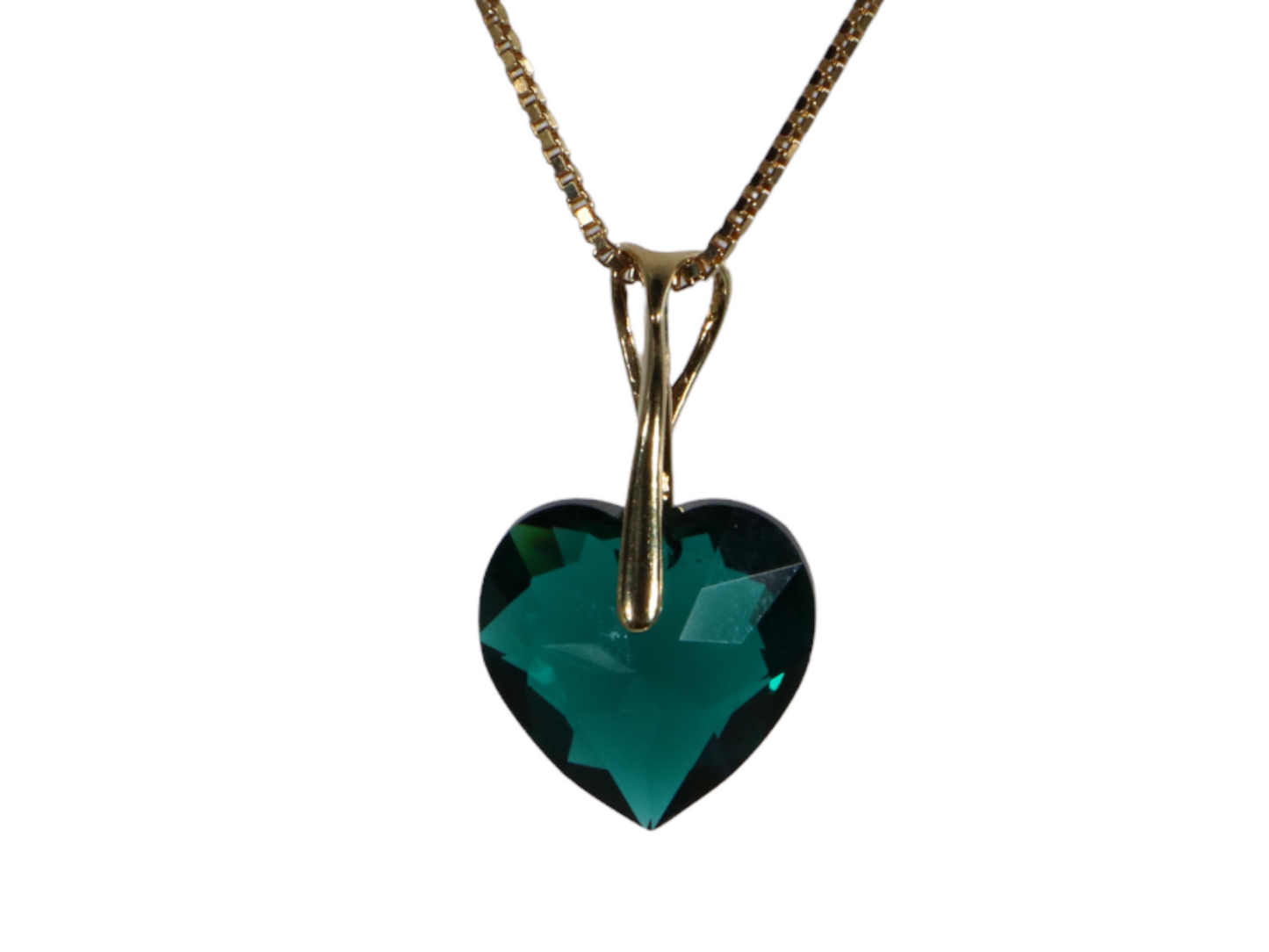 Collier avec cristaux Swarovski, vert émeraude, argent, HEART