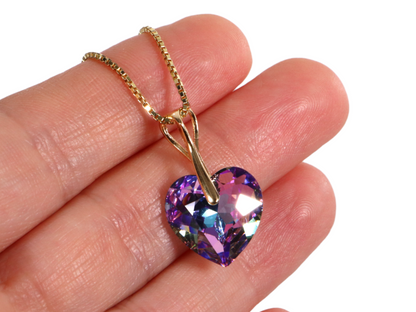 Necklace with Swarovski crystals, VLT, silver, HEART