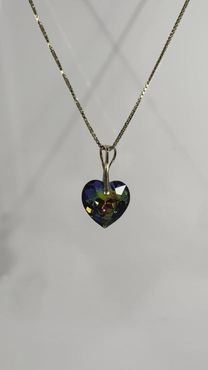 Necklace with Swarovski crystals, VMD, silver, HEART
