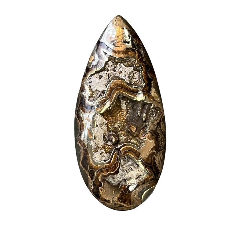 Ammonite pyritisée, AM_P046, taille cabochon, 52x25mm; 12 g