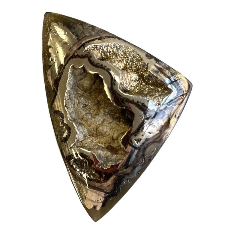 Ammonite pyritisée, AM_P040, taille cabochon, 54x36x10 mm; 18.8g;