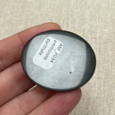 Pyritized ammonite, AM_P034, cabochon size, 42x30x11mm; 19.4g;