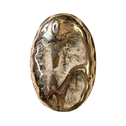 Ammonite pyritisée, AM_P106, taille cabochon, 52x35x7 mm; 20g;