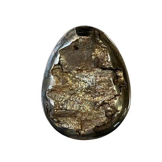 Ammonite pyritisée, AM_P020, taille cabochon, 49x39x11 mm; 43.5g;