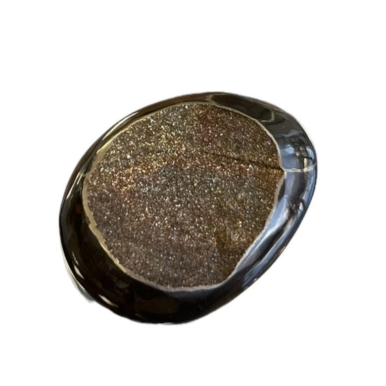Ammonite pyritisée, AM_P093, taille cabochon, 31x24x7  mm; 9g