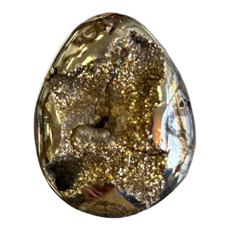 Ammonite pyritisée, AM_P026, taille cabochon, 43x34x10 mm; 20g;