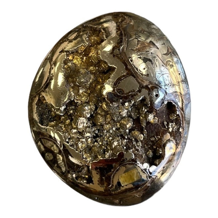 Ammonite pyritisée, AM_P067, taille cabochon, 47x39x11mm; 29.3g;