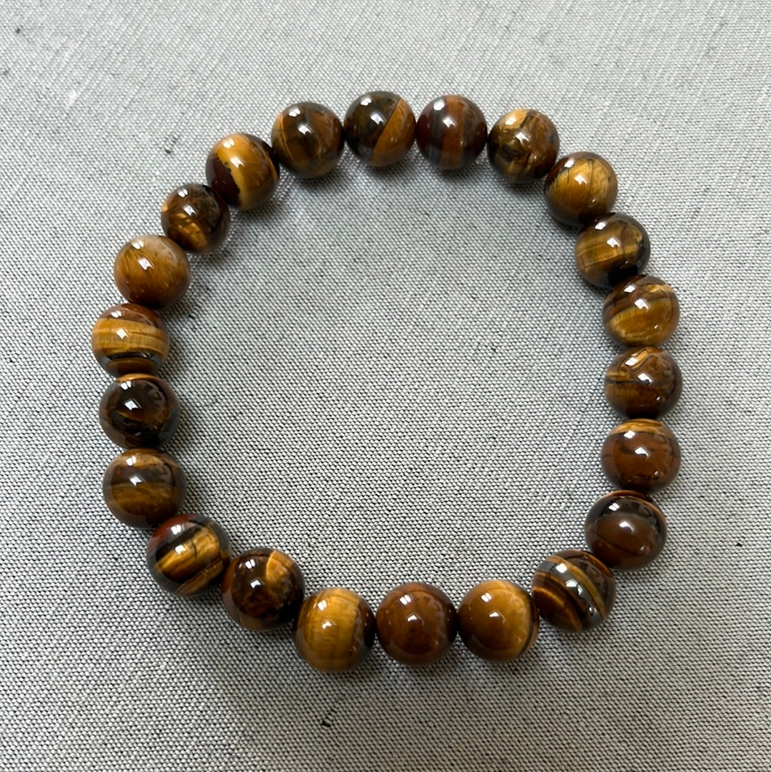 Bracelet Oeil de tigre - Pierres boules 8mm