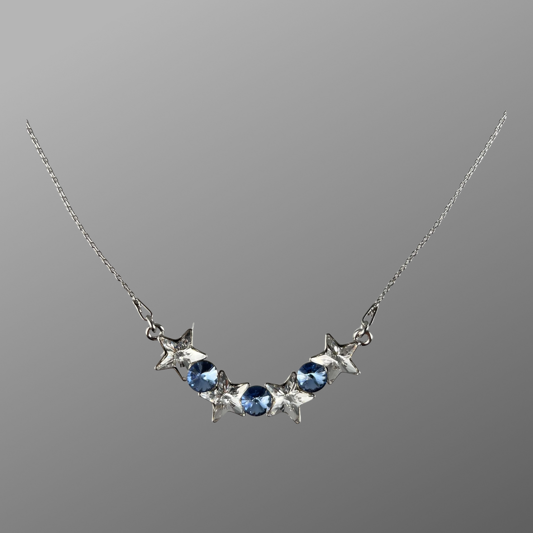 Collier avec cristaux Swarovski, collection SEVER, cristal/bleu, argent rhodié