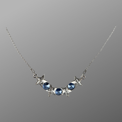 Collier avec cristaux Swarovski, collection SEVER, cristal/bleu, argent rhodié