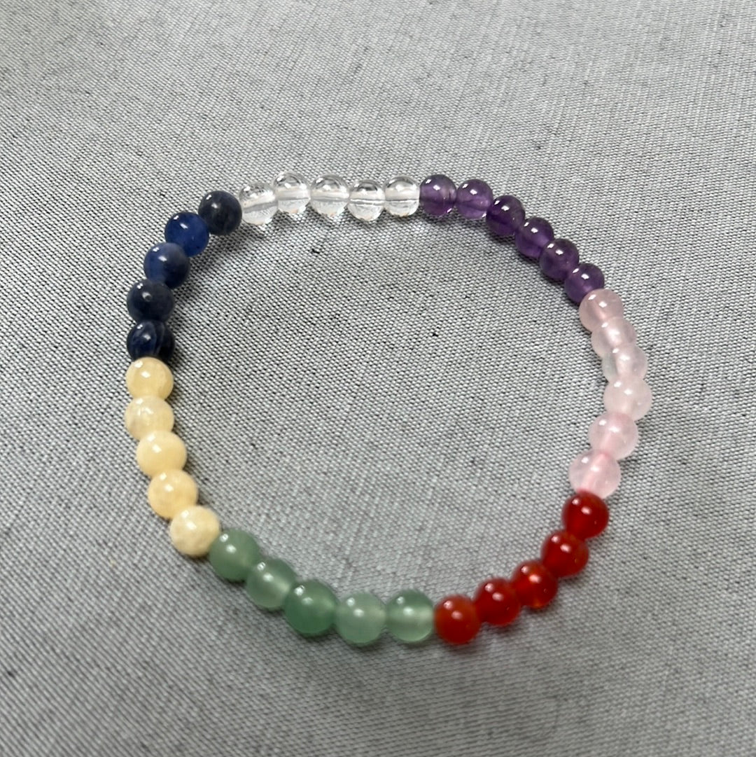 Bracelet CHAKRA pierres boules 4 mm taille XXS / enfant