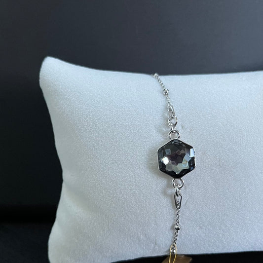 Bracelet  avec cristaux Swarovski, collection HONEY, gris argenté, argent rhodié