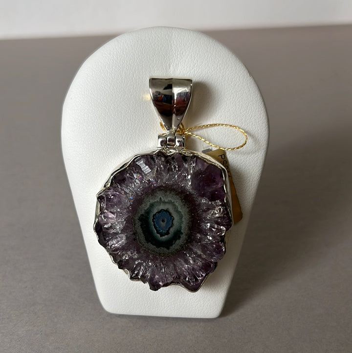 Pendentif en argent avec améthyste stalactite PS011