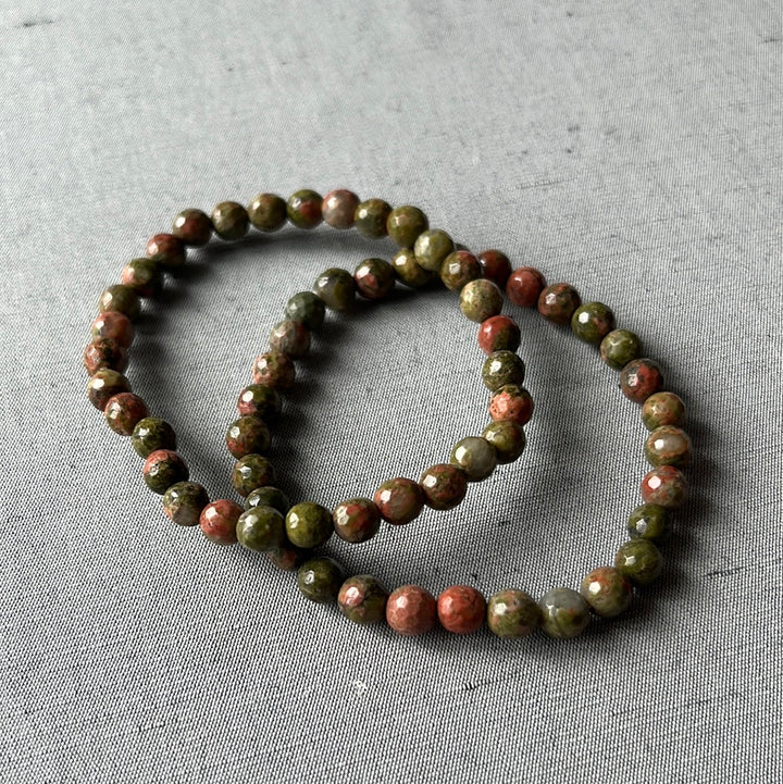 Bracelet UNAKITE pierres facettés 6 mm