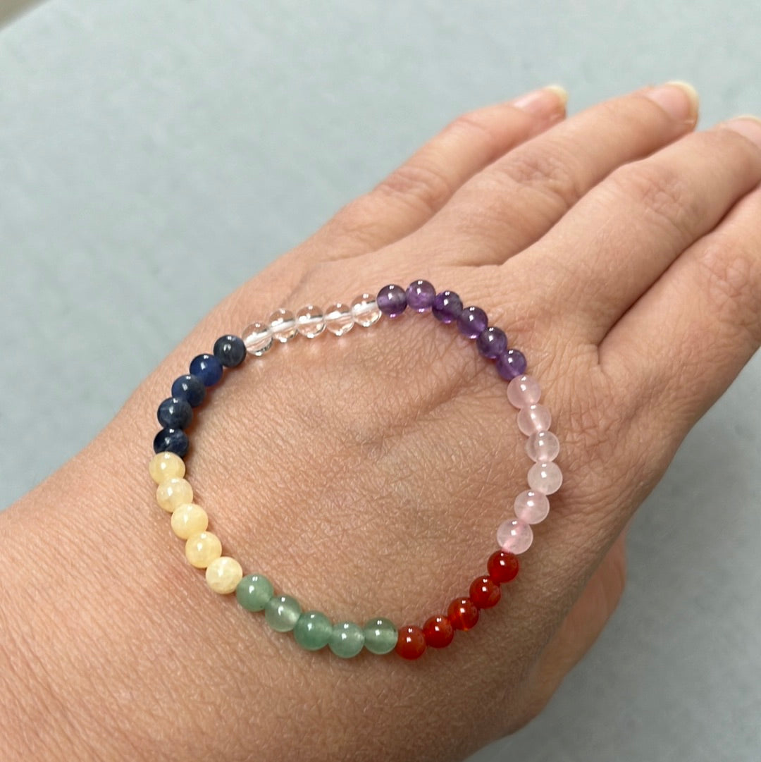 Bracelet CHAKRA pierres boules 4 mm taille XXS / enfant