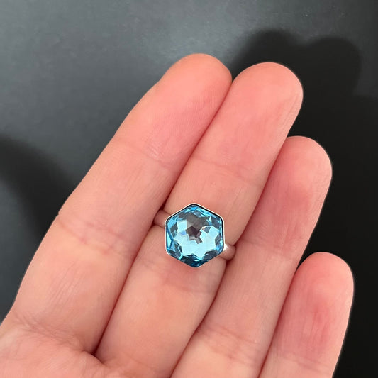 Bague avec cristaux Swarovski, collection HONEY, bleu clair, argent rhodié