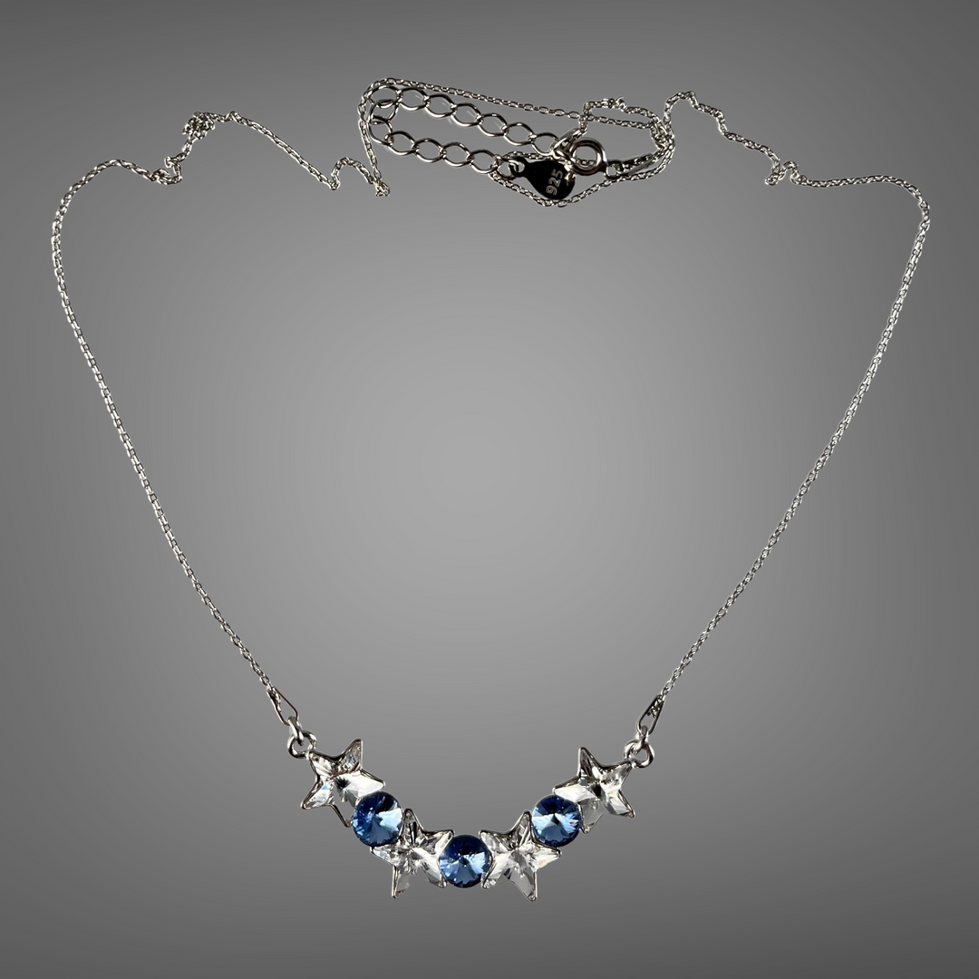 Collier avec cristaux Swarovski, collection SEVER, cristal/bleu, argent rhodié