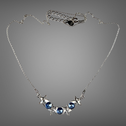 Necklace with Swarovski crystals, SEVER collection, crystal/blue, rhodium-plated silver