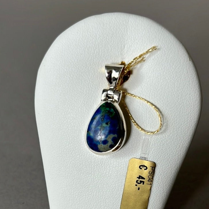 Silver pendant with azurite-malachite PS041