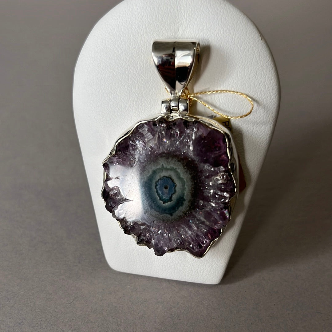 Pendentif en argent avec améthyste stalactite PS011