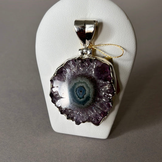 Silver pendant with amethyst stalactite PS011