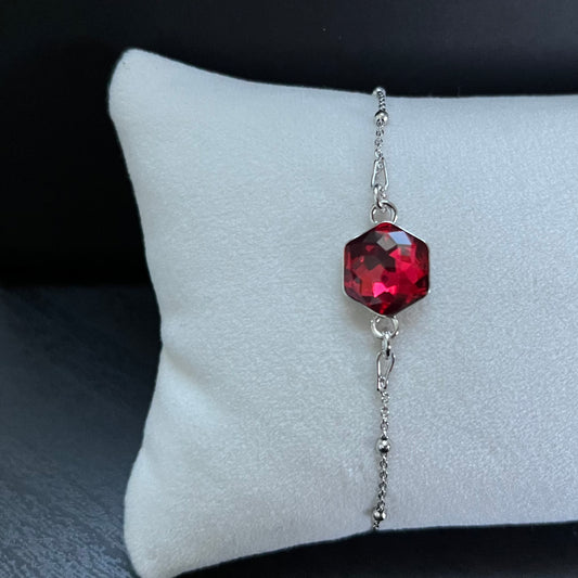 Bracelet  avec cristaux Swarovski, collection HONEY, rouge clair, argent rhodié