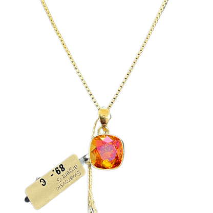 Necklace with Swarovski crystals, KIM collection, astral pink, gold-plated silver