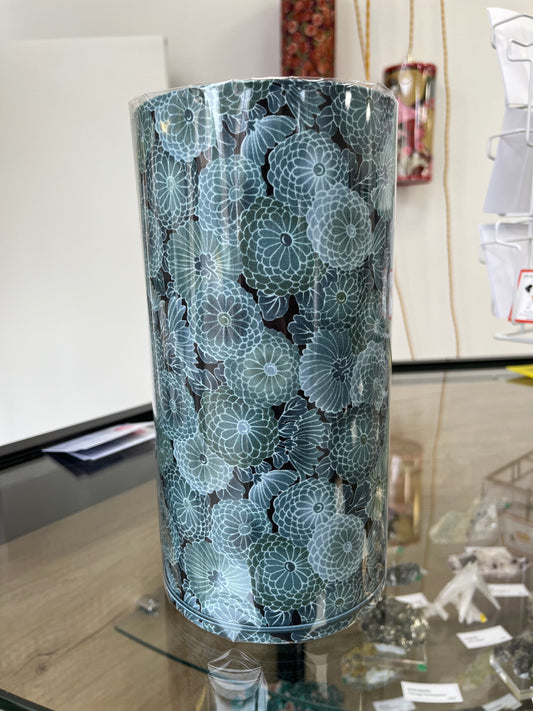 Laminated fabric lampshade, blue flowers