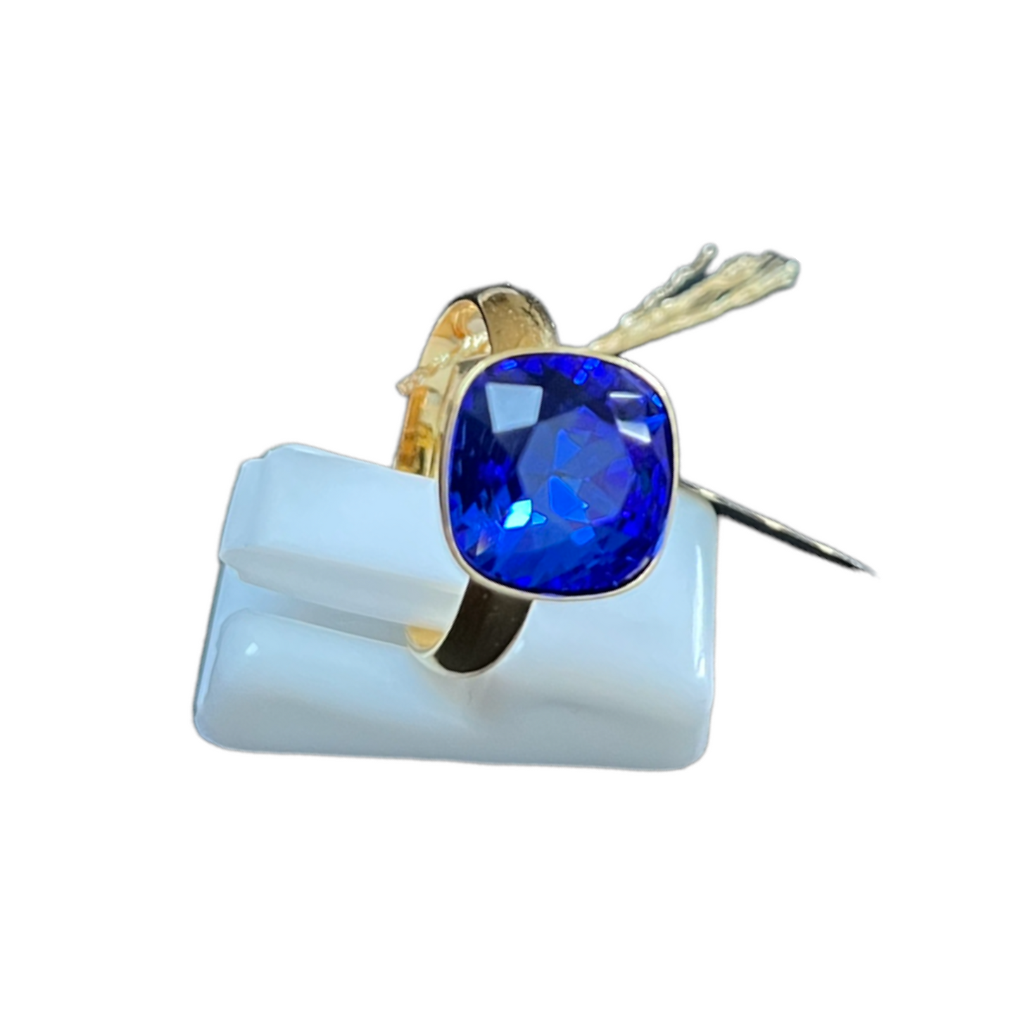 Bague avec cristaux Swarovski, collection KIM, bleu outremer, argent doré