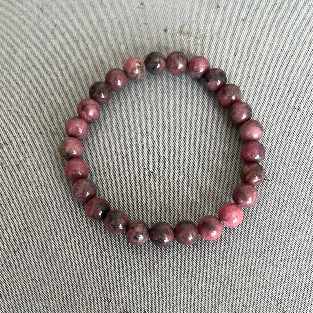 Bracelet RHODONITE pierres boules 8 mm