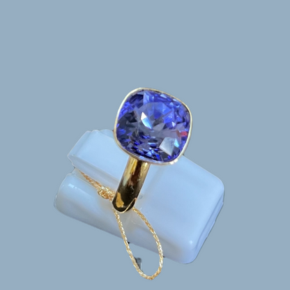 Bague avec cristaux Swarovski, collection KIM, bleu tanzanite, argent doré