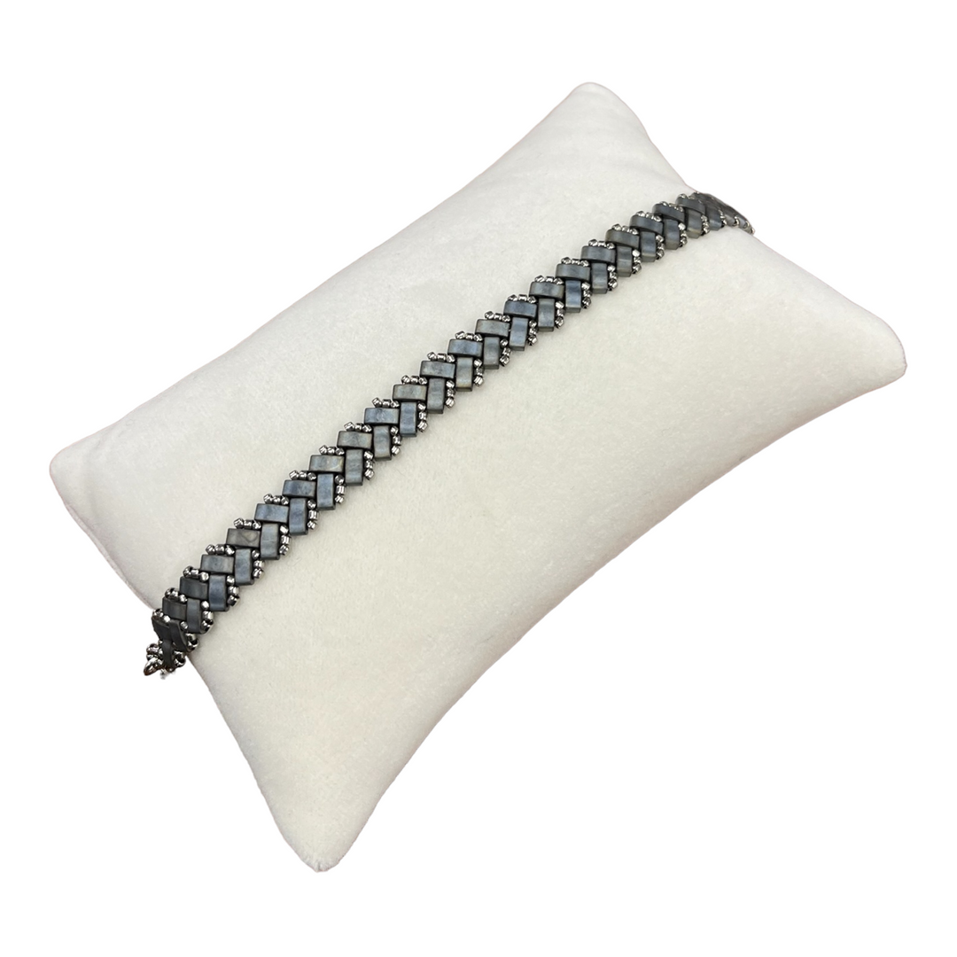 Bracelet V2 en perles Miyuki, couleur anthracite mat