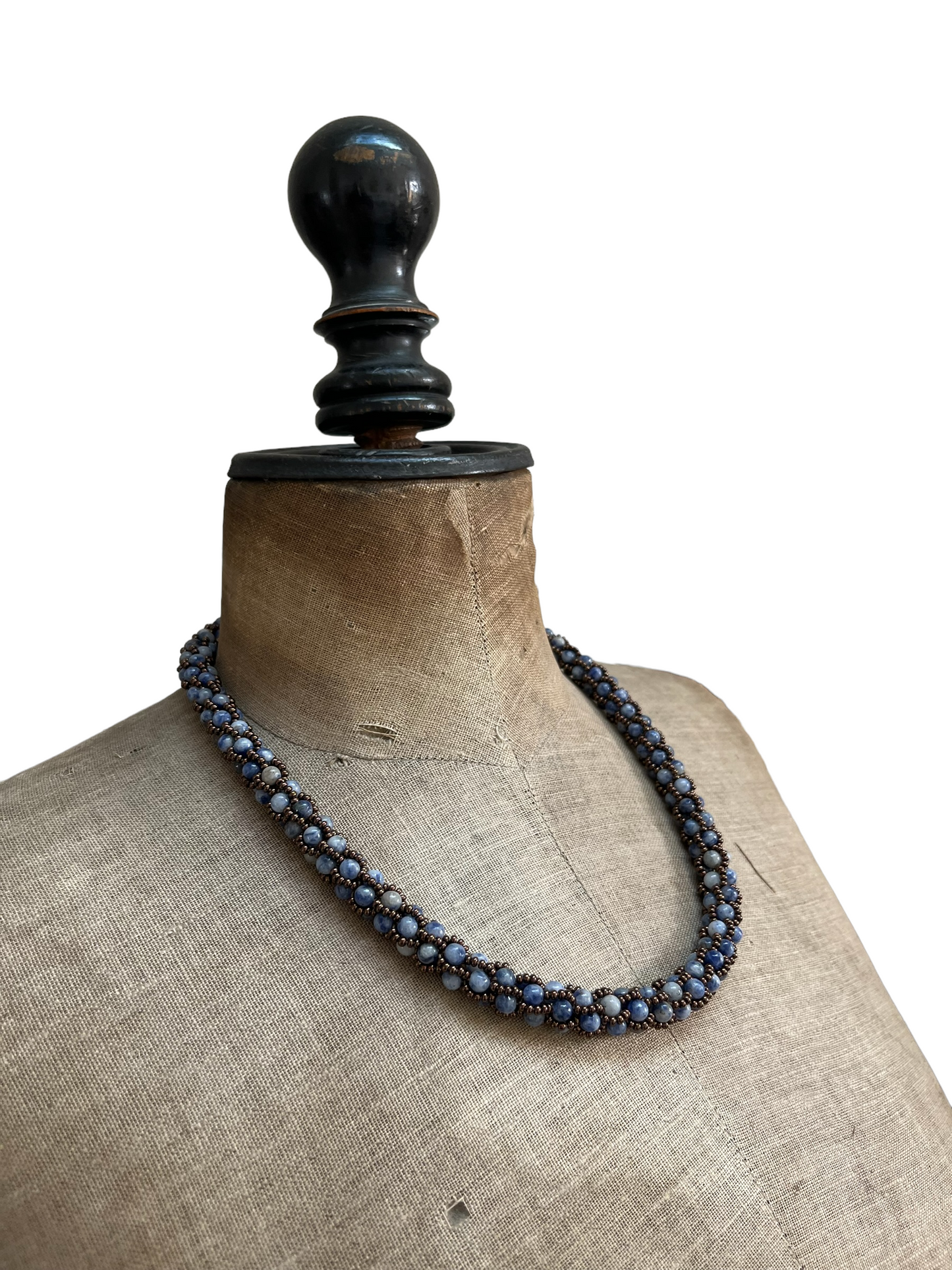Collier au crochet en sodalite et perles Miyuki, 50 cm