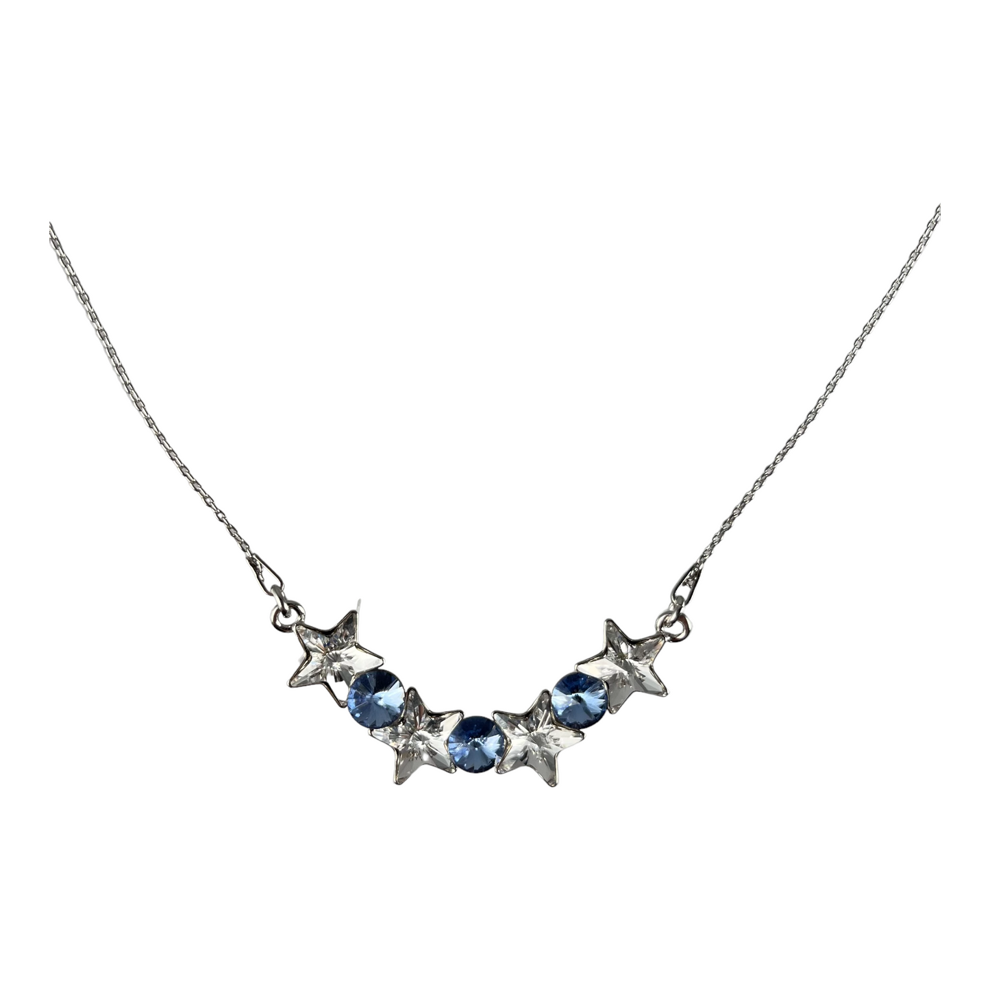 Collier avec cristaux Swarovski, collection SEVER, cristal/bleu, argent rhodié