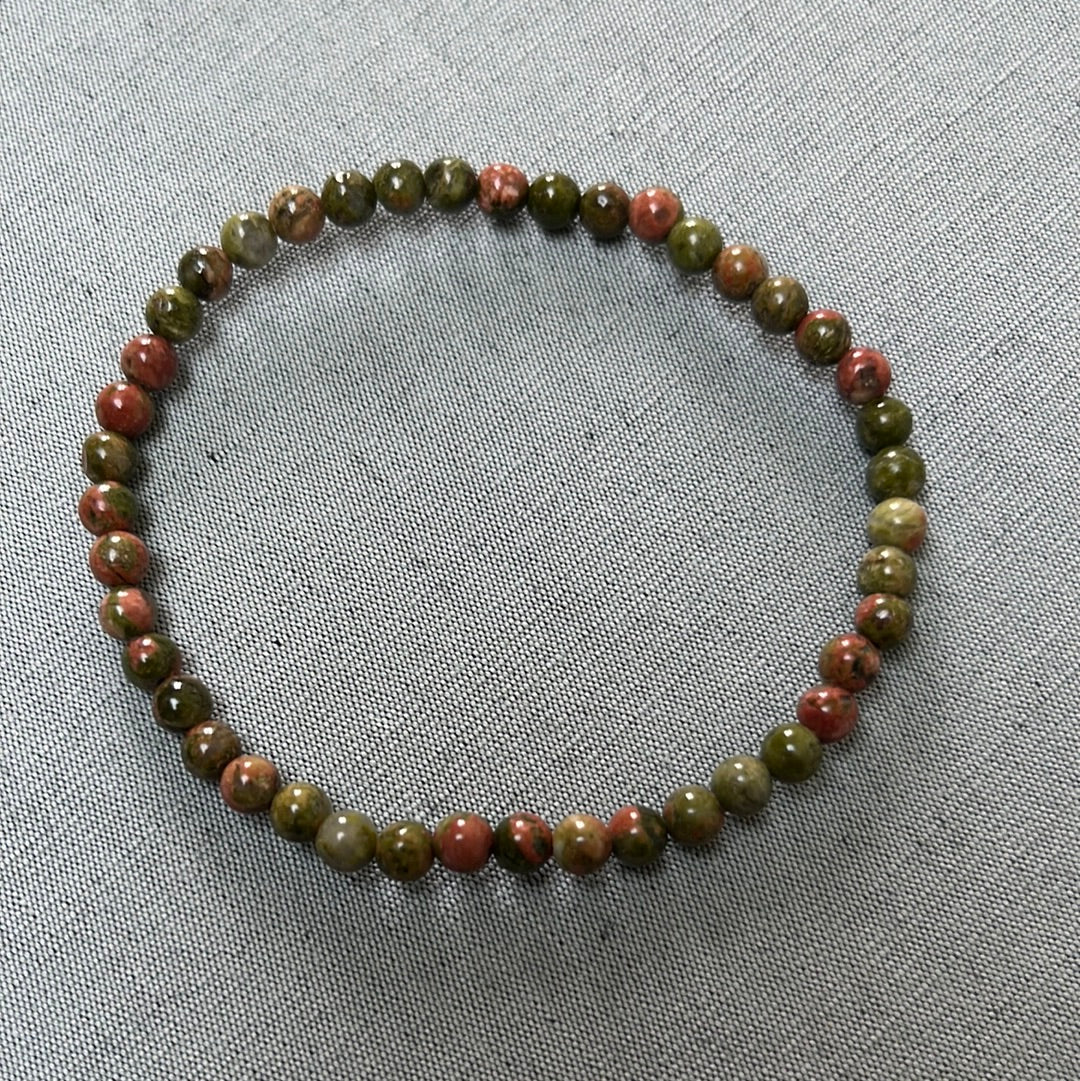 Bracelet UNAKITE pierres boules 4 mm