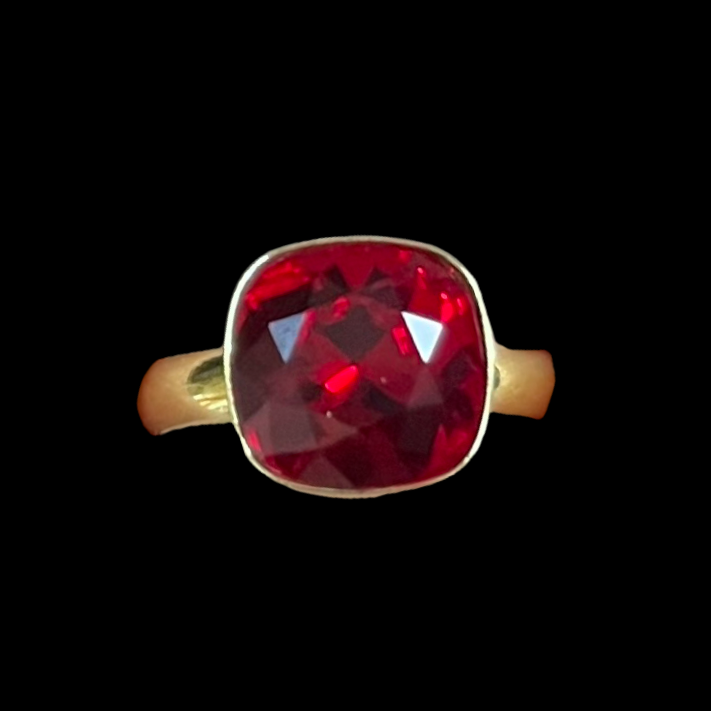 Bague avec cristaux Swarovski, collection KIM, rouge siam, argent doré