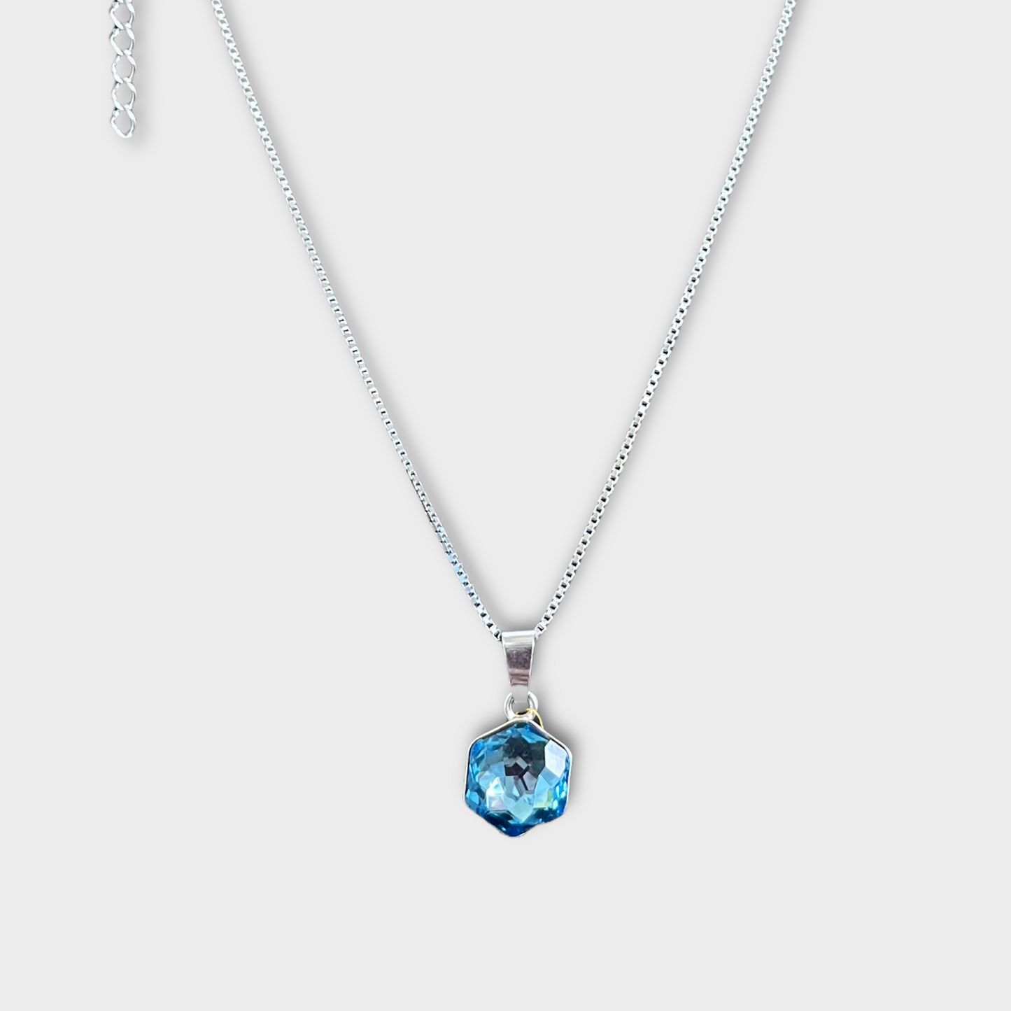 Collier avec cristaux Swarovski, bleu clair, argent rhodié, HONEY