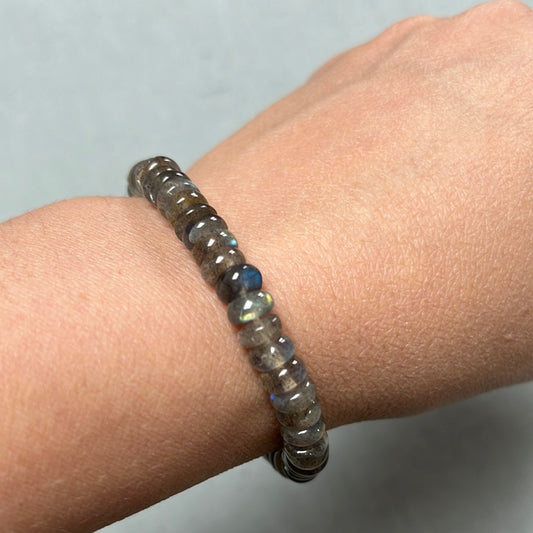 Bracelet LABRADORITE pierres rondelles 7x3 mm