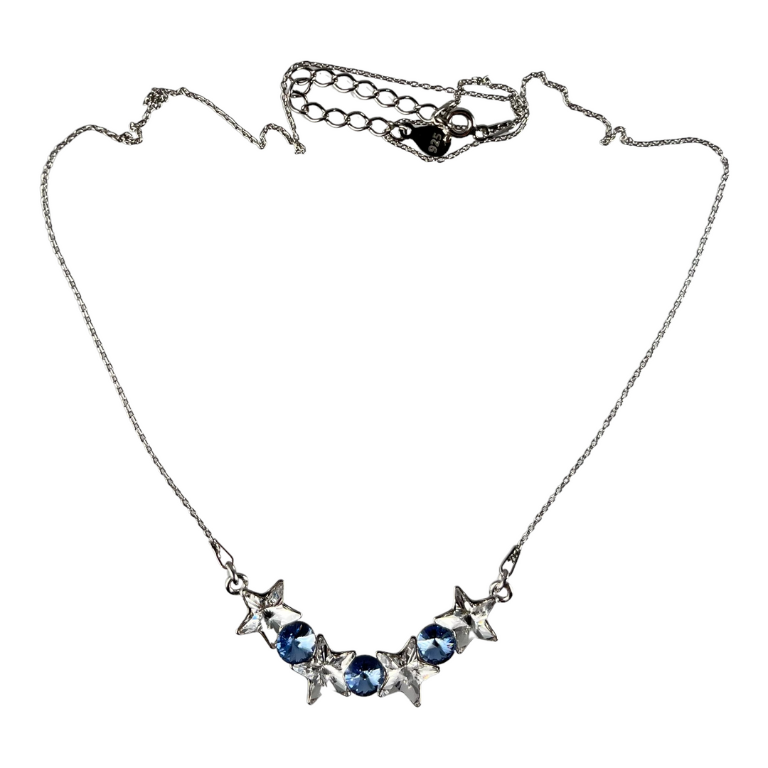 Collier avec cristaux Swarovski, collection SEVER, cristal/bleu, argent rhodié