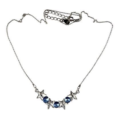 Necklace with Swarovski crystals, SEVER collection, crystal/blue, rhodium-plated silver