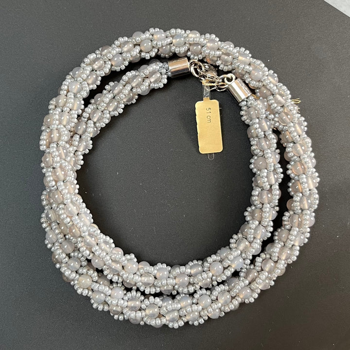 Collier au crochet en agate et perles Miyuki, 51 cm