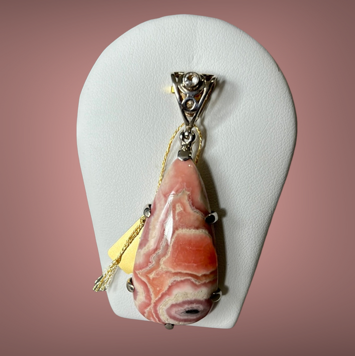 Pendentif en argent avec rhodochrosite topaze PS062