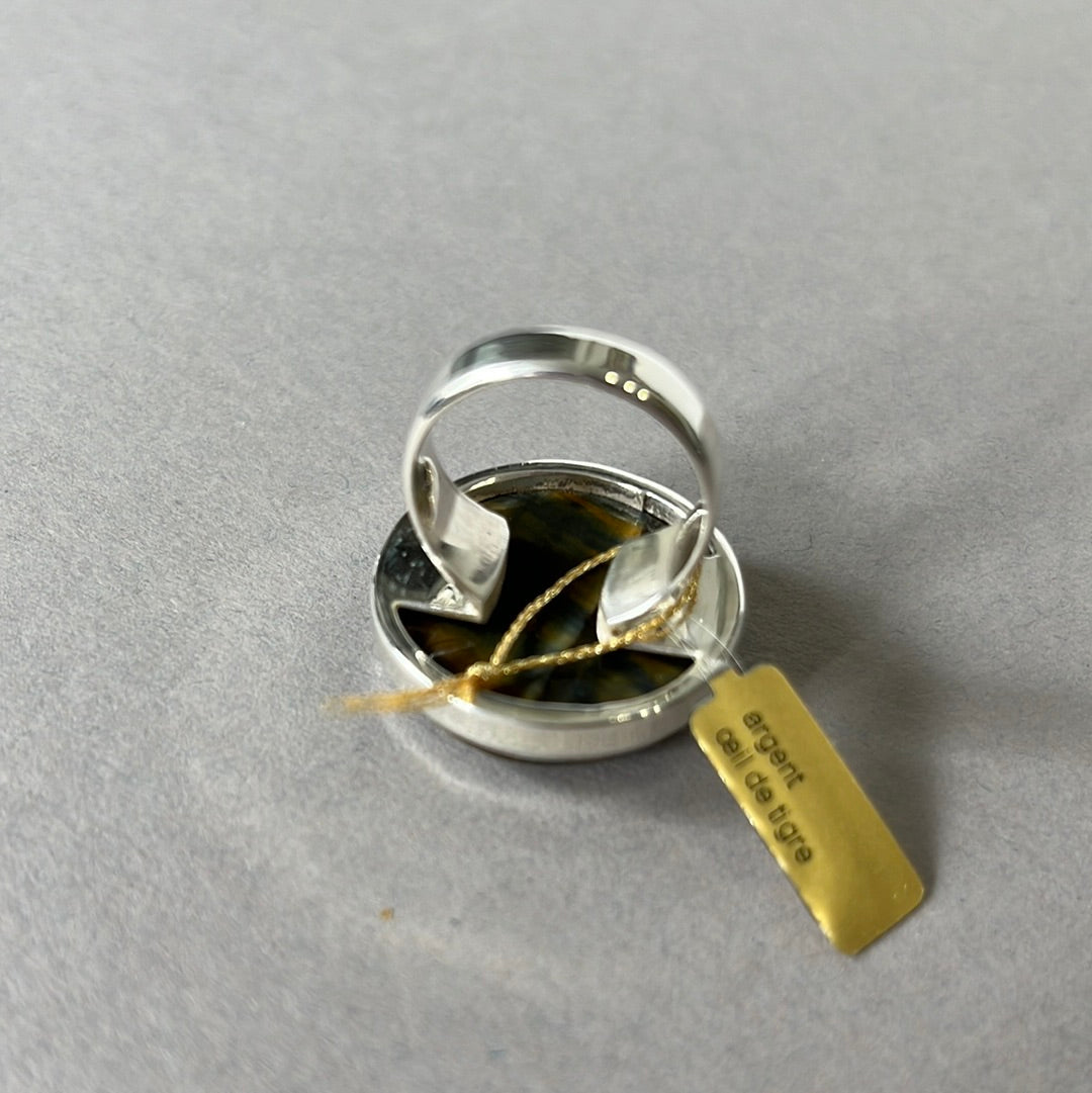 Ring with tiger's eye in silver - size 57 - BS014