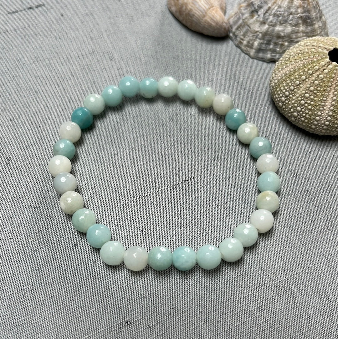 Bracelet AMAZONITE pierres facettés 6 mm