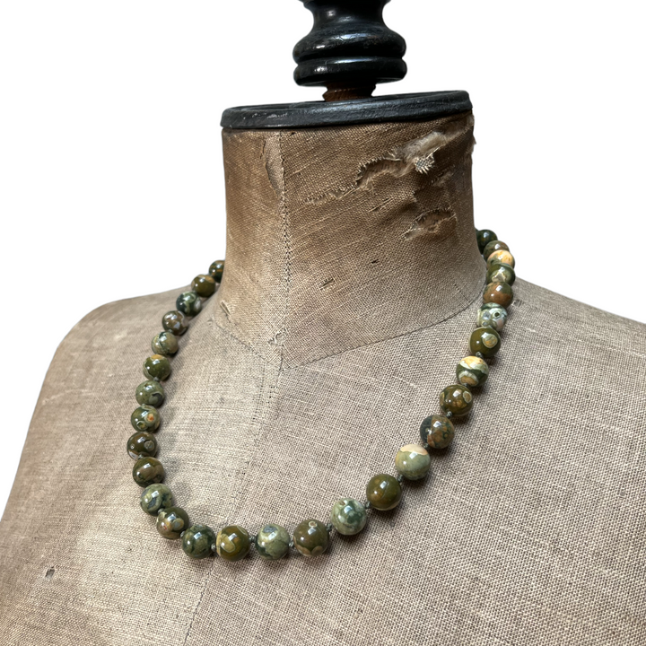 Natural stone knotted necklace (rhyolite) 48 cm