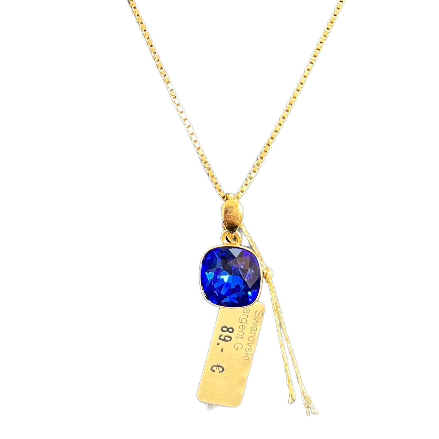 Necklace with Swarovski crystals, KIM collection, ultramarine blue, gold-plated silver