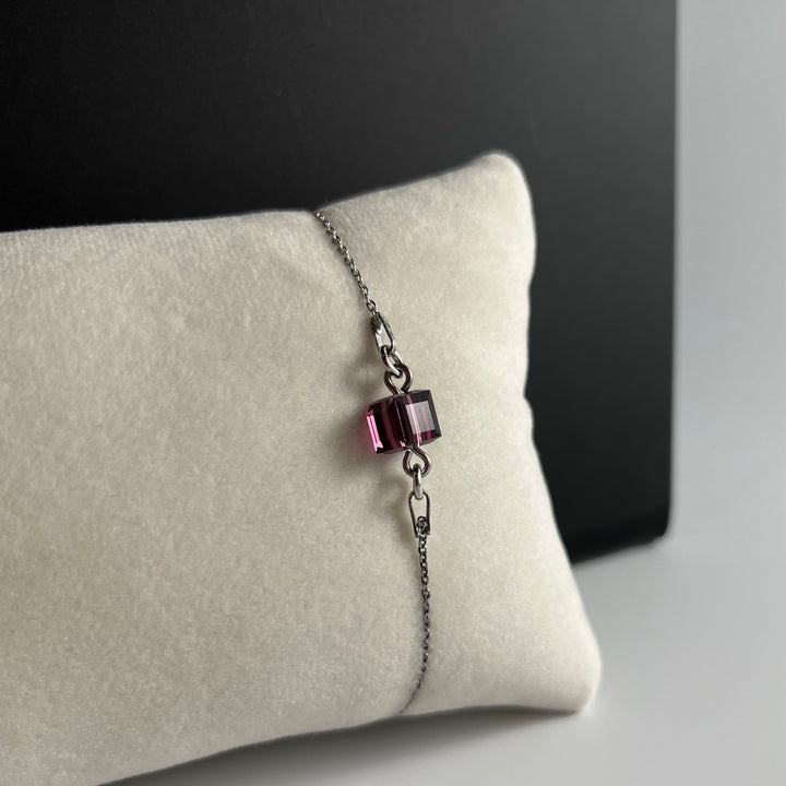 Armband mit Swarovski -Kristallen, Mauve, Rhodié Silber, Kreuzung