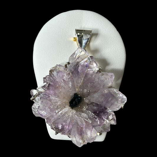 Silver pendant with stalactite amethyst PS012