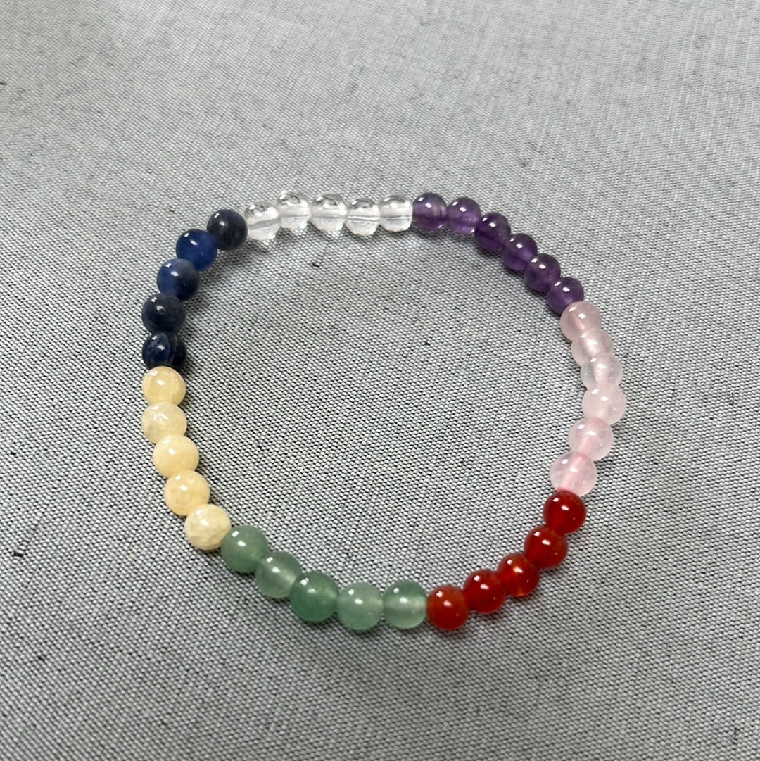 Bracelet CHAKRA pierres boules 4 mm taille XXS / enfant