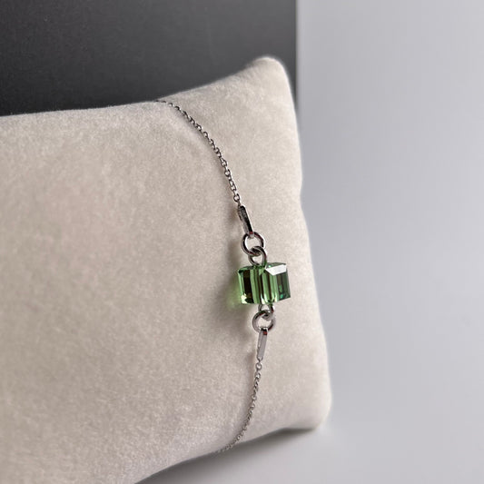Bracelet  avec cristaux Swarovski, vert erinite, argent rhodié, CARRE